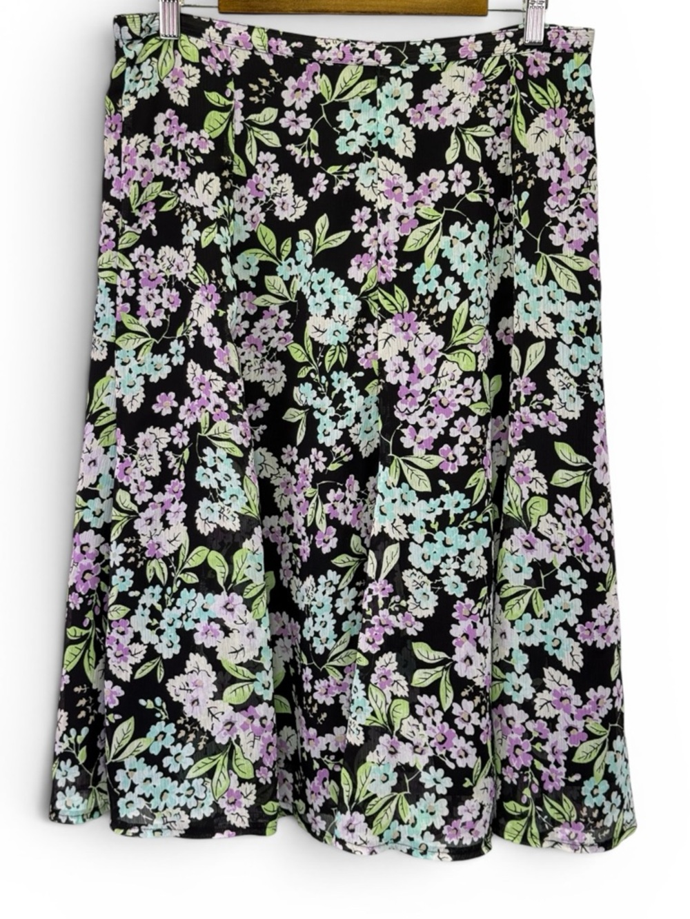 Sag Harbor Women's Floral Print Midi A-Line Flare‎ Skirt Size M
